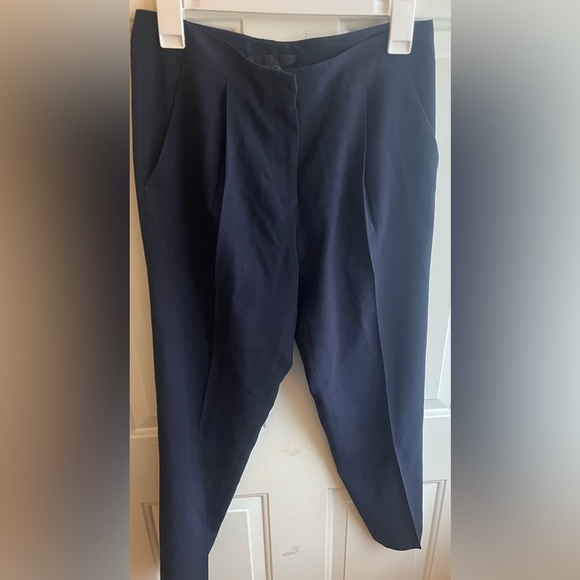 Jenni Kayne Navy Straight Leg Pleated Tapered Trousers Dress Pant Size 2 - Picture 2 of 5